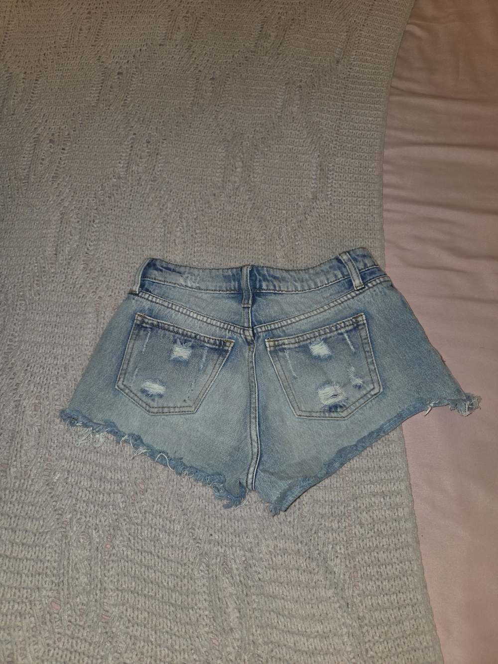 Angel Kiss Light Blue Distressed Denim Cutoff Shorts
